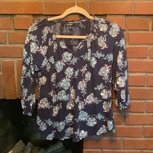 Lucky Brand Navy Floral Blouse